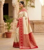 Wedding Pure Silk Saree (Ash) - Image 2