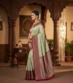 Wedding Pure Silk Saree (Ash) - Image 2