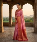 Wedding Pure Silk Saree (Deep Rose) - Image 2