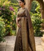 Wedding Pure Silk Saree (Fawn) - Image 2