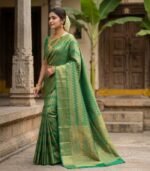 Wedding Pure Silk Saree (Forest Green) - Image 2