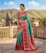 Wedding Pure Silk Saree (Grey Teal)