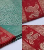 Wedding Pure Silk Saree (Grey Teal) - Image 3