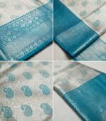 Wedding Pure Silk Saree (Heathered Grey) - Image 3