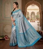 Wedding Pure Silk Saree (Light Grey) - Image 2