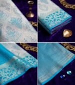 Wedding Pure Silk Saree (Light Grey) - Image 3