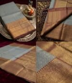 Wedding Pure Silk Saree (Metallic Silver) - Image 3