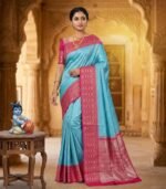 Wedding Pure Silk Saree (Northern Lights Blue)