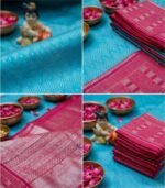 Wedding Pure Silk Saree (Northern Lights Blue) - Image 3