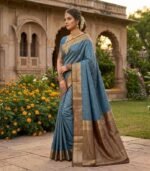 Wedding Pure Silk Saree (Pickled Bluewood) - Image 2