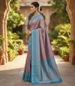Wedding Pure Silk Saree (Puce) - Image 2