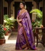 Wedding Pure Silk Saree (Purple Iris) - Image 2