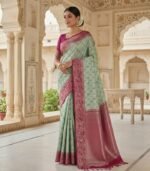 Wedding Pure Silk Saree (Sage) - Image 2
