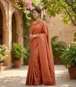 Wedding Pure Silk  Saree (Terracotta) - Image 2