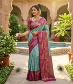 Wedding Pure Silk Saree (Anandha Blue - Purple) - Image 2