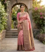 Wedding Pure Silk Saree (Blush Pink - Blush Brown)