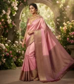 Wedding Pure Silk Saree (Blush Pink - Blush Brown) - Image 2