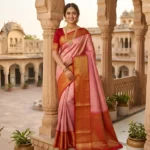 Wedding Pure Silk Saree (Blush Pink - Red)