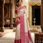 Wedding Pure Silk Saree (Cream - Rose)