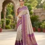Wedding Pure Silk Saree (Grey - Violet)