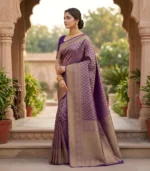 Wedding Pure Silk Saree (Indigo) - Image 2