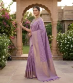 Wedding Pure Silk Saree (Lavender) - Image 2