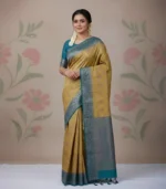 Wedding Pure Silk Saree (Mustard Yellow - Turquois Blue)