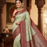Wedding Pure Silk Saree (Ocean Green - Maroon)
