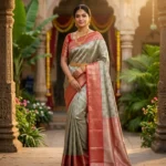 Wedding Pure Silk Saree (Pistasio Green - Red)