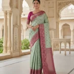 Wedding Pure Silk Saree (Sea Green - Hot Pink)