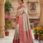 Wedding Pure Silk Saree (Silver - Hot Pink)