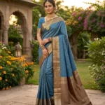 Wedding Pure Silk Saree (T-Blue -brown)