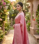 Wedding Pure Silk Saree (Turkish Rose- Pastel Pink) - Image 2