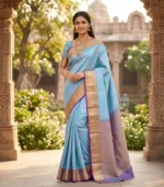 Wedding Pure Silk Saree (Turquoise blue- Magenta)